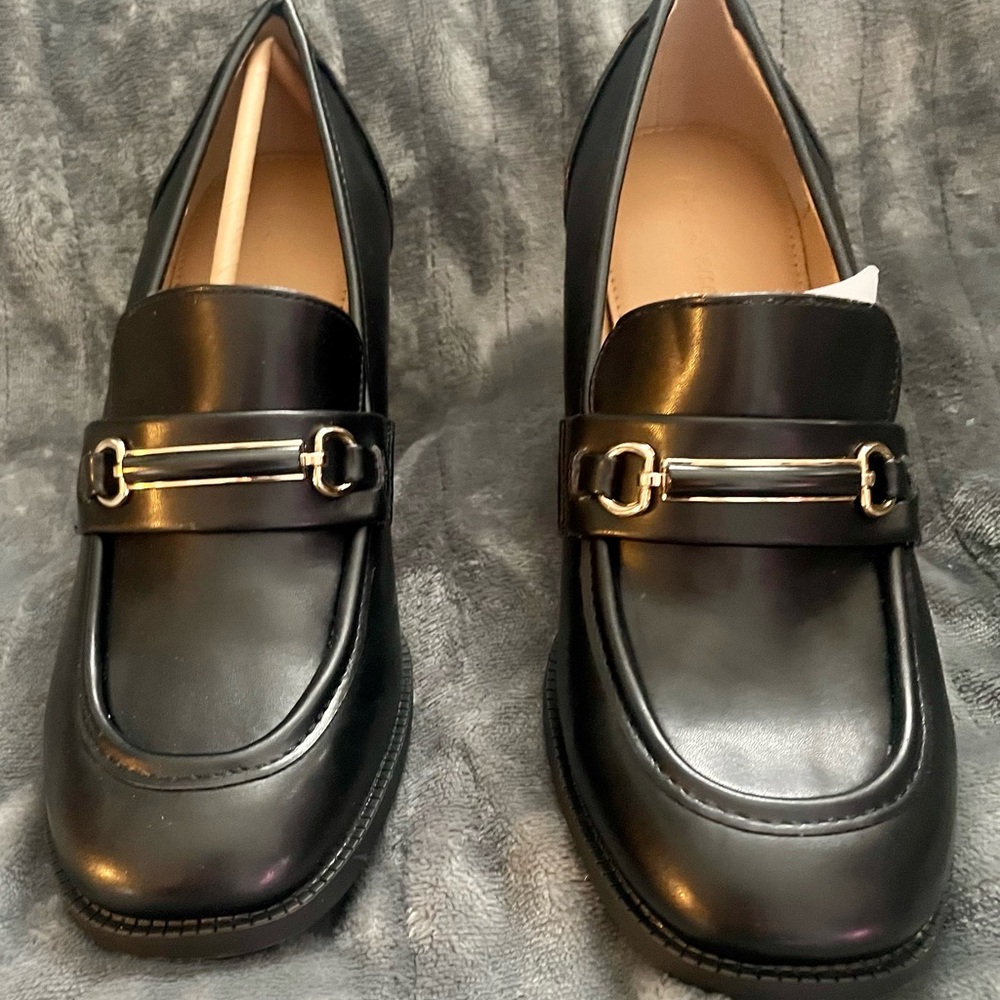 Fever Black Loafers with Gold Accent